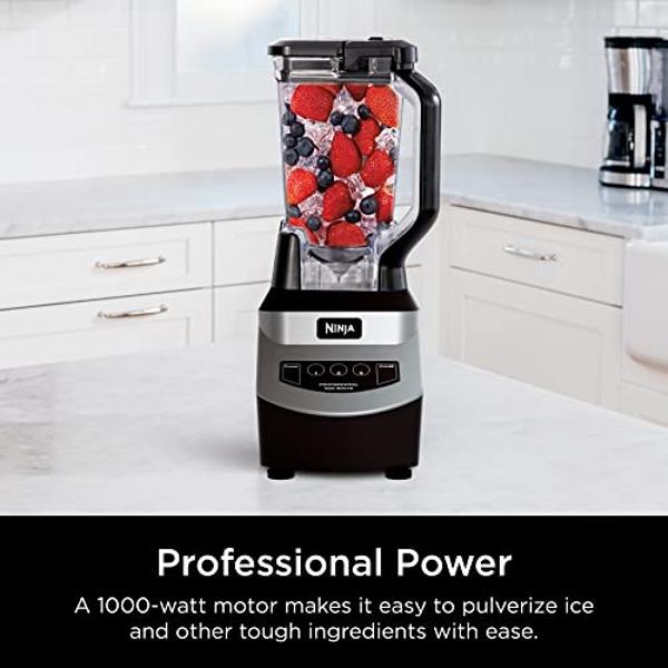 Ninja Blender, For-Smoothies, Salsa, Shakes, Slush, and-Frozen Drinks, Blender, Pitcher, and-Lid, Blender for-Kitchen, Crushes Ice, Fruit, and-Veggies, 1000-Watt, Dishwasher Safe, 