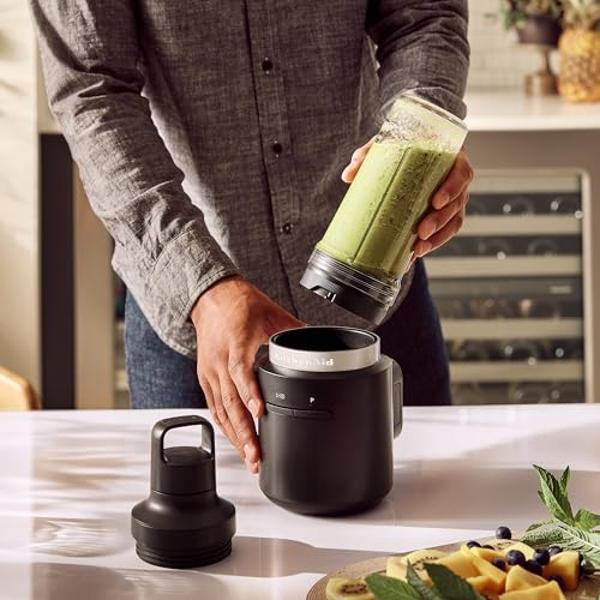 OTPEIR Portable Blender for Shakes and Smoothies with 11.83 Oz Travel Cup and Lid,Durable Stainless Steel Blades for Juice Blending Performance, White