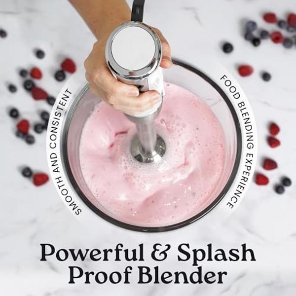 Zulay Immersion Stick Mixer Hand Blender - 800 Watts, Turbo Mode, 5-ft Power Electric Cord, Handheld Portable, Stainless Steel Blades - For Effortless Blending Smoothie, Soup, Baby
