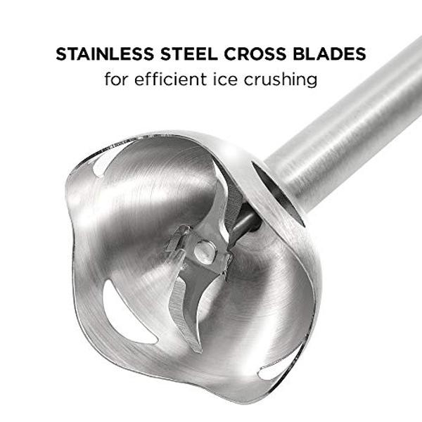 Chefman Immersion Stick Hand Blender with Stainless Steel Blades, Powerful Electric Ice Crushing 2-Speed Control Handheld Food Mixer, Purees, Smoothies, Shakes, Sauces & Soups, Sag
