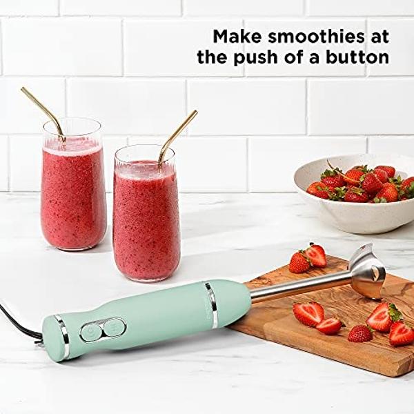Chefman Immersion Stick Hand Blender with Stainless Steel Blades, Powerful Electric Ice Crushing 2-Speed Control Handheld Food Mixer, Purees, Smoothies, Shakes, Sauces & Soups, Sag