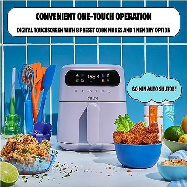 CRUX x Marshmello 3.0 QT Digital Air Fryer with TurboCrisp Technology, Touch Screen Temperature Control, Timer and Auto Shut-off, Fully Programmable, Silicone Cupcake Molds Include