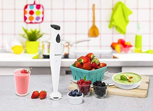 Sangcon Immersion Blender Handheld, 3-in-1 Hand Blender Electric, 400W Handheld Blender, Stainless Steel Blade Stick Blender with Whisk, Milk Frother Attachments - Red