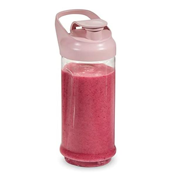 Hamilton Beach Mini Cordless Portable Personal Blender for Shakes and Smoothies, USB Rechargeable, 16 oz. Jar with Leakproof Travel Lid, 6 Stainless Steel Blades, Pink (51181)