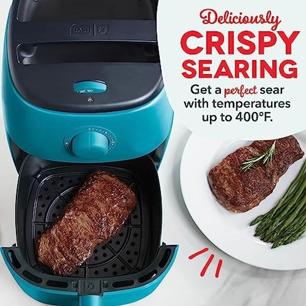 DASH Tasti-Crisp™ Electric Air Fryer Oven, 2.6 Qt., White – Compact Air Fryer for Healthier Food in Minutes, Ideal for Small Spaces - Auto Shut Off, Digital, 1000-Watt
