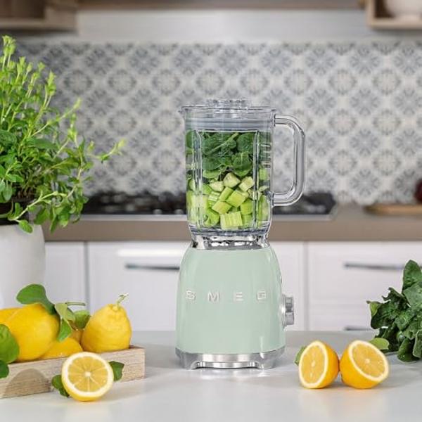 SMEG 50's Retro NEW Countertop Blender with 4 Presets and 4 Speed Settings with 6 Cup BPA Free Titan Renew JUG (Pastel Green)