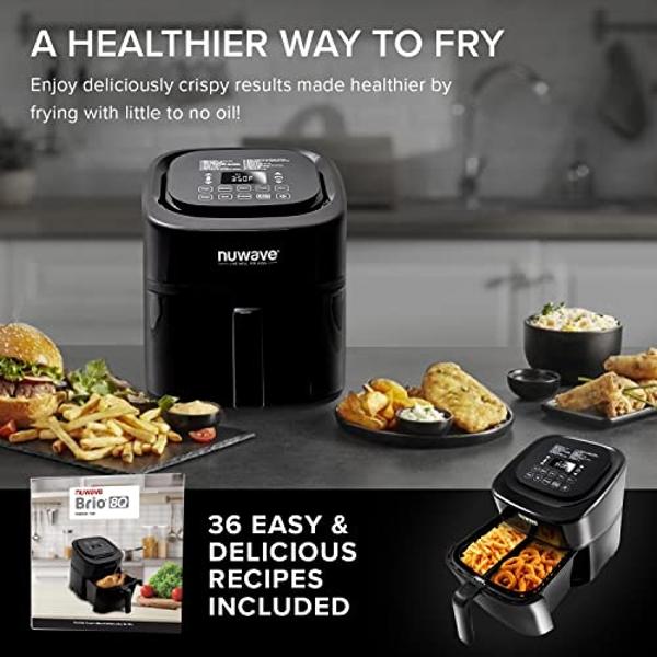 West Bend Air Fryer Dual Basket 10-Quart Capacity with Digital Controls View Windows and 15 Cooking Presets, Nonstick Frying Baskets, Dual Zone Features, 1600-Watts, Black