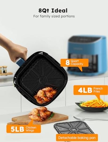 West Bend Air Fryer Dual Basket 10-Quart Capacity with Digital Controls View Windows and 15 Cooking Presets, Nonstick Frying Baskets, Dual Zone Features, 1600-Watts, Black
