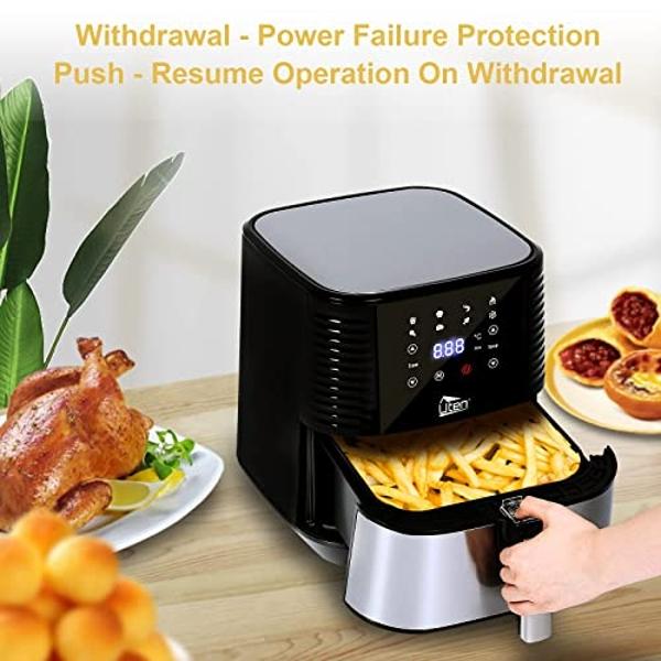 Gourmia Air Fryer Oven Digital Display 6 Quart Large AirFryer Cooker 12 1-Touch Cooking Presets, XL Air Fryer Basket 1500w Power Multifunction Black and Stainless Steel Accents FRY