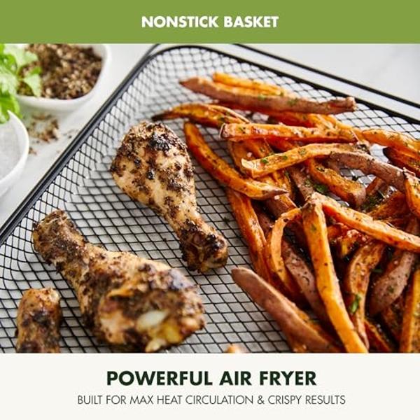 GreenPan Bistro Stainless Steel 9-in-1 Air Fry Oven, Nonstick Baking Pan, Stainless Steel Rack, and Basket, Fast Heating, Multifunction Presets, Cool-Touch Handle, PFAS-Free, Easy 