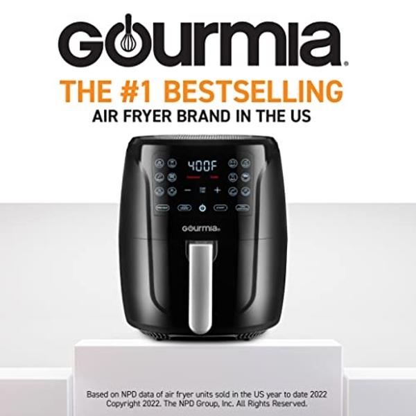 Gourmia Air Fryer Oven Digital Display 6 Quart Large AirFryer Cooker 12 1-Touch Cooking Presets, XL Air Fryer Basket 1500w Power Multifunction Black and Stainless Steel Accents FRY