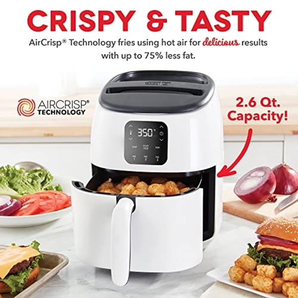 DASH Tasti-Crisp™ Electric Air Fryer Oven, 2.6 Qt., White – Compact Air Fryer for Healthier Food in Minutes, Ideal for Small Spaces - Auto Shut Off, Digital, 1000-Watt
