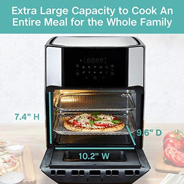 Elite Gourmet EAF1121BG Personal 1.1 Qt. Compact Space Saving Electric Hot Air Fryer Oil-Less Healthy Cooker, Timer & Temperature Controls, 1000W
