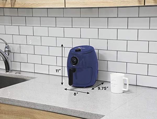 Elite Gourmet EAF-0201BG# Personal 2.1 Qt. Compact Space Saving Electric Hot Air Fryer Oil-Less Healthy Cooker, Timer & Temperature Controls, 1000W, Quart, Blue Gray