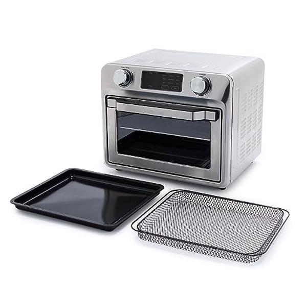 GreenPan Bistro Stainless Steel 9-in-1 Air Fry Oven, Nonstick Baking Pan, Stainless Steel Rack, and Basket, Fast Heating, Multifunction Presets, Cool-Touch Handle, PFAS-Free, Easy 
