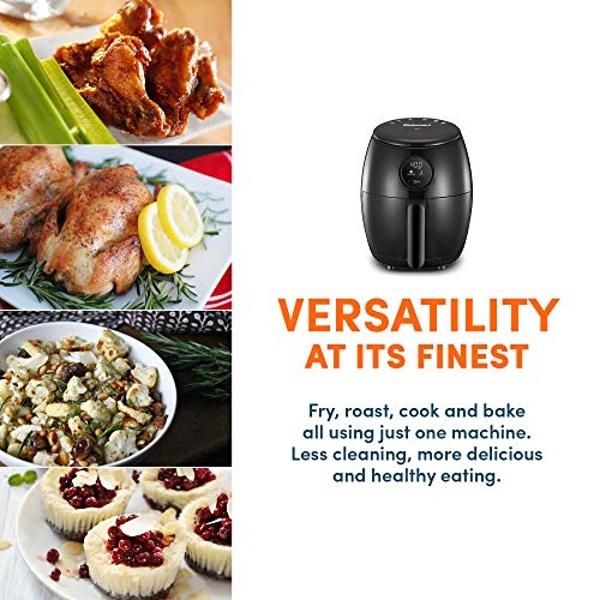 Elite Gourmet EAF1121BG Personal 1.1 Qt. Compact Space Saving Electric Hot Air Fryer Oil-Less Healthy Cooker, Timer & Temperature Controls, 1000W