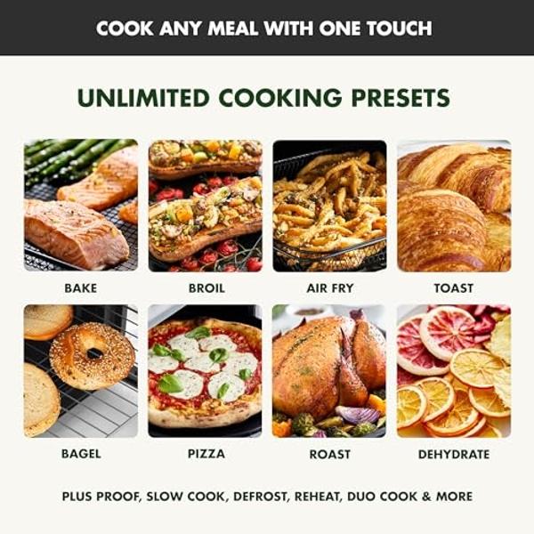 GreenPan 13-in-1 Elite Countertop Convection Oven & Air Fryer, PFAS-Free Ceramic Tray & Pizza Pan, Adjustable Racks, Multifunction Presets, Toaster, Bake, Broil, Roast, Proof, Dehy