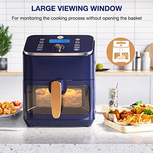 Midea Air Fryer 5.5QT, Heatexpress Rapid Air Technology, 9 Preset Menus, Quick and Easy Meals, 1 Minute Button and Favorite Function, 90% less oil, Easy to Clean, Varied Recipes
