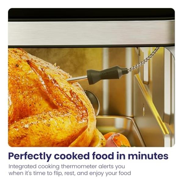 Chefman Air Fryer Toaster Oven Combo with Probe Thermometer, 12-In-1 Stainless Steel Convection Countertop, 10 Inch Pizza, 4 Slices of Toast, Cooking, Baking, Toasting, Roaster Ove