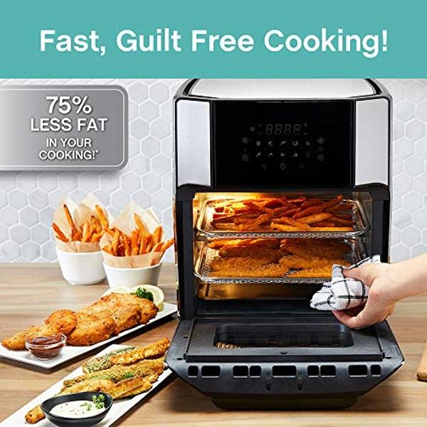 Oster DiamondForce Nonstick XL 5 Quart Digital Air Fryer, 8 Functions with Digital Touchscreen Stainless Steel