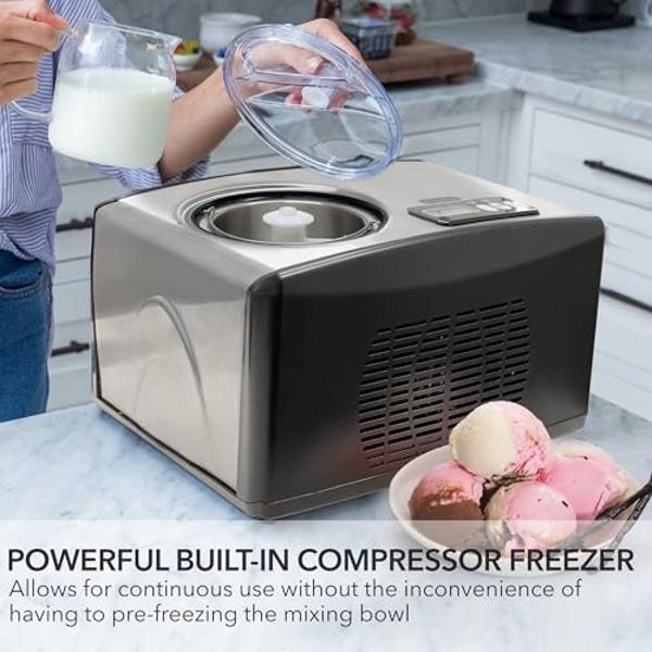 Cuisinart Ice Cream Maker Machine, 1.5 Quart Sorbet, Frozen Yogurt Maker, Double Insulated, White, ICE-21P1