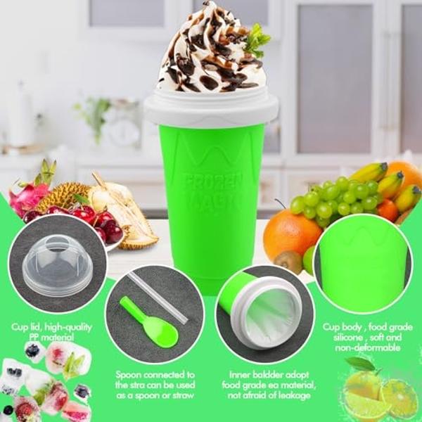 Slushie Maker Cup, DIY Magic Slushy Maker Squeeze Cups, Portable Smoothie Squeeze Cups for Juices, Milk and Ice Cream Make, Double Layer Squeeze Slushy Maker Cup, Birthday Gifts fo