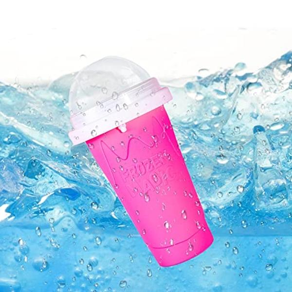 Slushy Maker Cup, Slushie Cup Maker, Milk Cola Juice Squeeze Cup, Magic Slushies Quick Freeze Cup, Cooling Cup, Smoothies Cup with Lids and Straws for All Age (red)