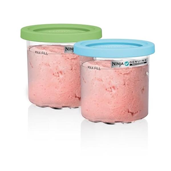 Ninja CREAMi Pints ,Compatible with NC299AMZ & NC300s Series CREAMi Ice Cream Makers, BPA-Free & Dishwasher Safe, Color Lids, 1 Pint Each, Clear/Lime/Aqua, XSKPLID2CD, 2 count (Pac