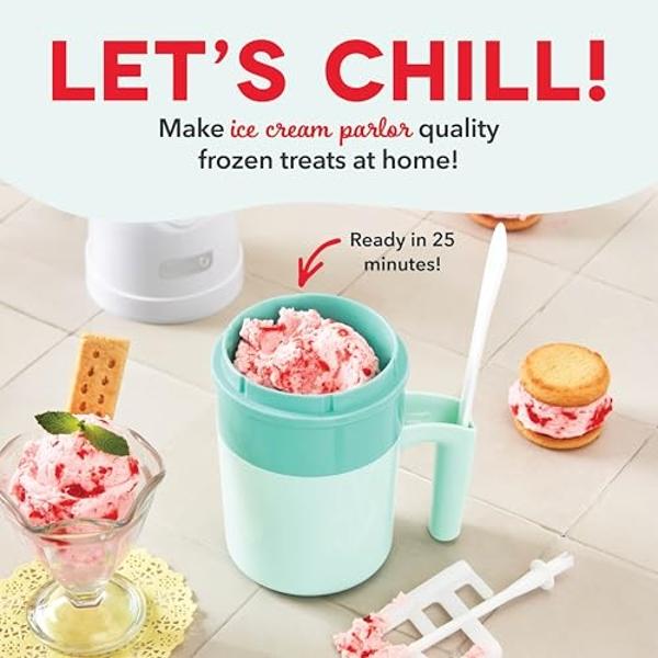 DASH My Pint Ice Cream Maker Machine (Aqua): Multi-Purpose Soft Serve Ice Cream Machine for Homemade Gelato, Sorbet, Frozen Yogurt, Includes Mixing Spoon, Easy to Clean and Store