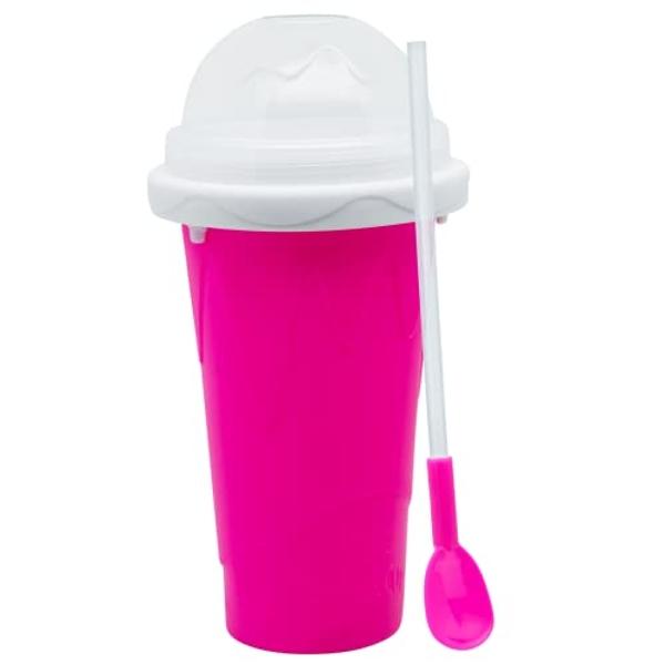 Slushy Maker Cup, Slushie Cup Maker, Milk Cola Juice Squeeze Cup, Magic Slushies Quick Freeze Cup, Cooling Cup, Smoothies Cup with Lids and Straws for All Age (red)
