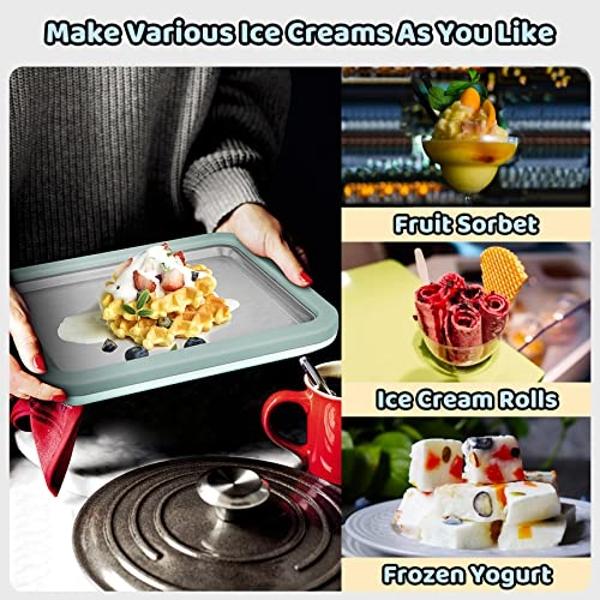 JoyMech Ice Cream Roll Maker Rolled Ice Cream Machine, Sweet Spot Pan, Instant Cold Plate, Ideal for Making Rolled Ice Cream Soft Serve Slushies Frozen Yogurt Sorbet and Gelatod (A
