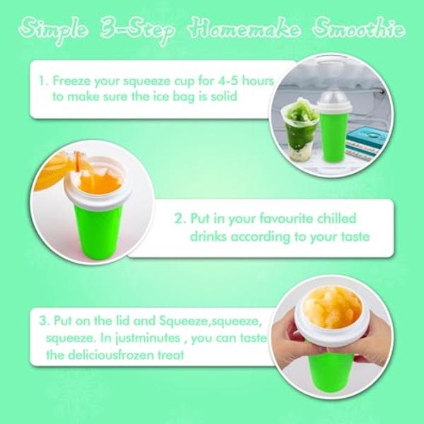 Slushie Maker Cup, DIY Magic Slushy Maker Squeeze Cups, Portable Smoothie Squeeze Cups for Juices, Milk and Ice Cream Make, Double Layer Squeeze Slushy Maker Cup, Birthday Gifts fo