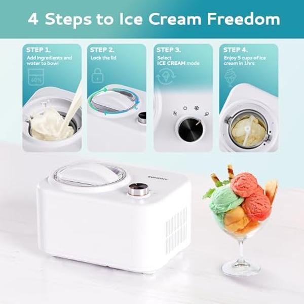 ZOKU Ice Cream Maker, Compact Make and Serve Bowl with Stainless Steel Freezer Core Creates Soft Serve, Frozen Yogurt, Ice Cream and More in Minutes, BPA-free, Red