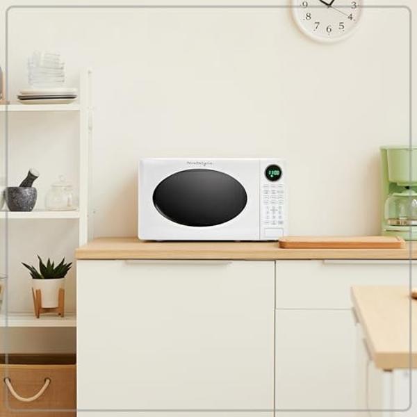 Nostalgia Modern Retro Countertop Microwave Oven - 700-Watt - 0.7 cu ft - Retro Microwave and Accessory Bundle with Popcorn Popper, Egg Poacher / Omelet Cooker, and Divided Plate w