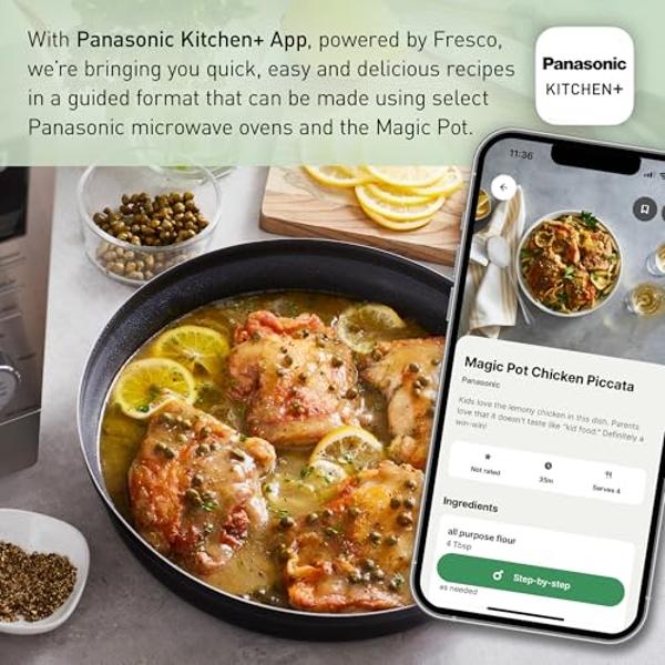 Panasonic HomeChef Magic Pot for Microwave Oven, Microwave Safe 4-in-1 Cookware Accessory to Pan Sear, Simmer, Steam, and Grill - NN-ASP1AW