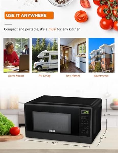 Nostalgia Retro Countertop Microwave Oven - Large 800-Watt - 0.9 cu ft - 12 Pre-Programmed Cooking Settings - Digital Clock - Kitchen Appliances - Metallic Red