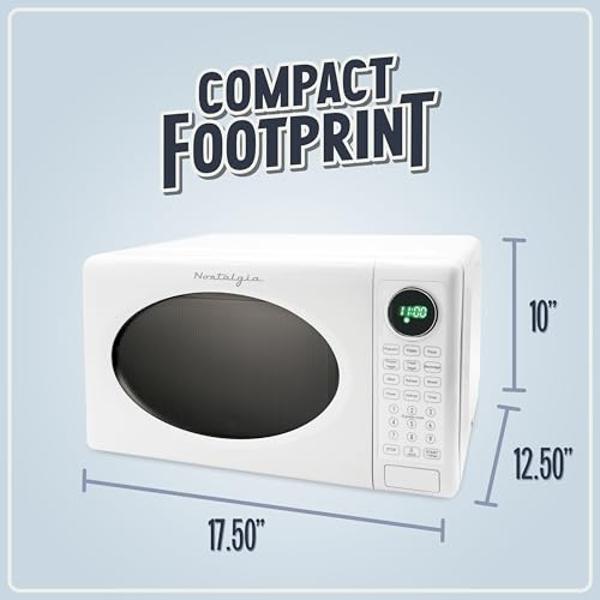 Nostalgia Modern Retro Countertop Microwave Oven - 700-Watt - 0.7 cu ft - Retro Microwave and Accessory Bundle with Popcorn Popper, Egg Poacher / Omelet Cooker, and Divided Plate w