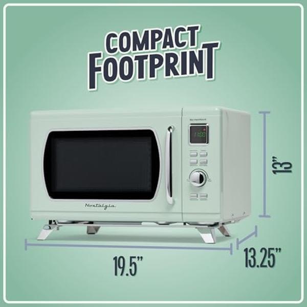 Nostalgia Mid-Century Retro Countertop Microwave Oven - Large 900-Watt - 0.9 cu ft - 8 Pre-Programmed Cooking Settings - Digital Clock - Kitchen Appliances - Seafoam Green