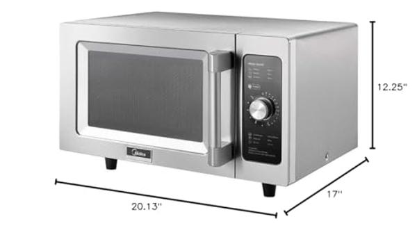 Midea Equipment 1025F0A Countertop Commercial Microwave Oven with Dial, 1000W, Stainless Steel.9 CuFt