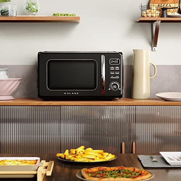 Nostalgia Mid-Century Retro Countertop Microwave Oven - Large 900-Watt - 0.9 cu ft - 8 Pre-Programmed Cooking Settings - Digital Clock - Kitchen Appliances - Seafoam Green