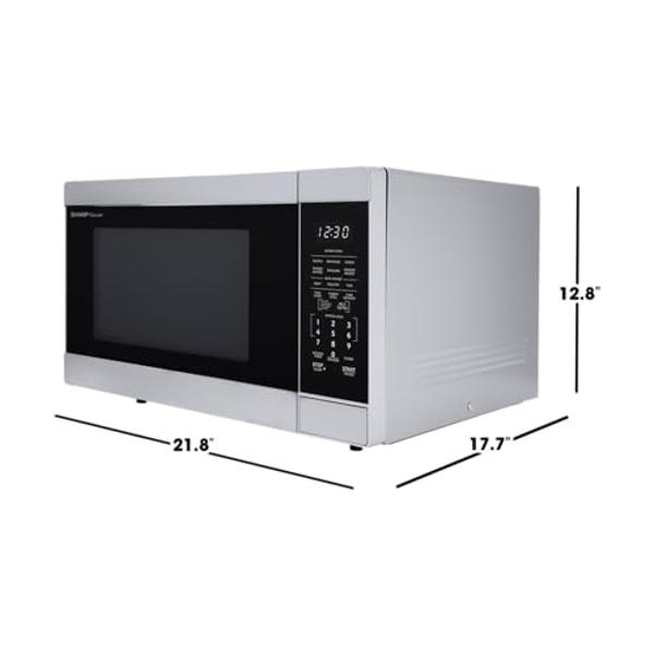 SHARP Countertop Microwave Oven with Removable 13.6" Carousel Turntable, 1100 Watt, 1.6 Cubic Feet, Stainless Steel SMC1662KS cu. ft, CuFt, Stainless