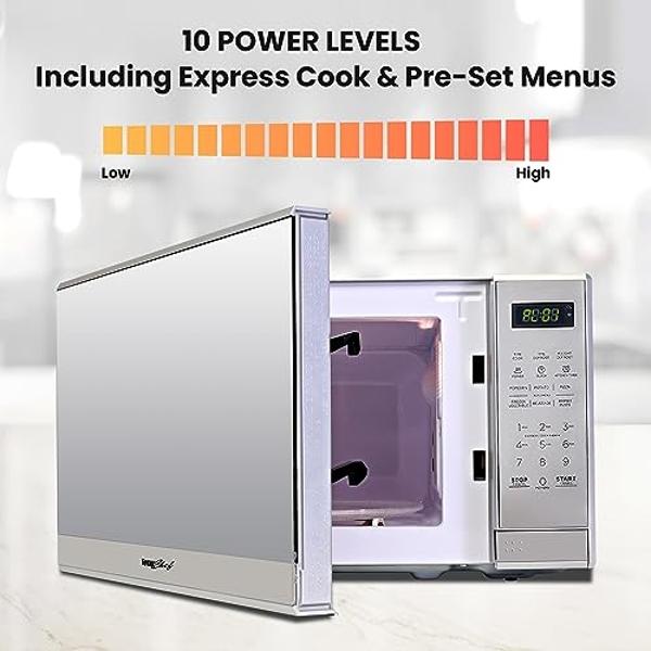 Total Chef 0.7 Cu Ft Microwave Oven Compact Stylish 700W Countertop Microwave with Digital Touch Controls Pre-Set Cooking Modes Perfect for Small Kitchens