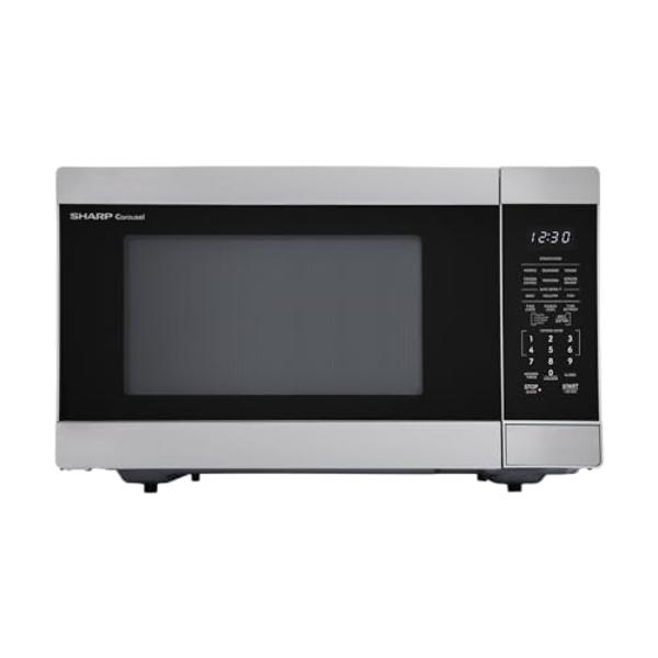 SHARP Countertop Microwave Oven with Removable 13.6" Carousel Turntable, 1100 Watt, 1.6 Cubic Feet, Stainless Steel SMC1662KS cu. ft, CuFt, Stainless