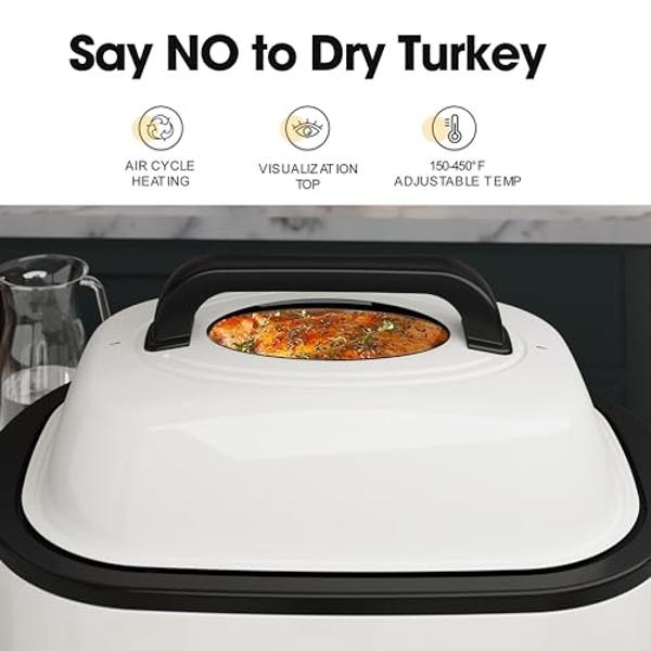Roaster Oven 24Qt, Multifunctional Electric Roaster Oven for Turkey Meats Bread Soup Sauce, Fast-Cooking Turkey Roaster with Self-Basting Lid, Removable Pan and Rack, Stainless Ste