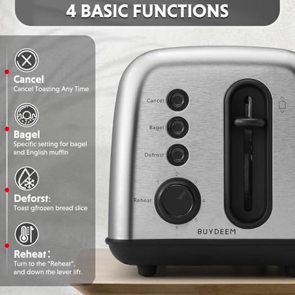 DASH Clear View Toaster: Extra Wide Slot Toaster with See Through Window - Defrost, Reheat + Auto Shut Off Feature for Bagels, Specialty Breads & other Baked Goods - Grey