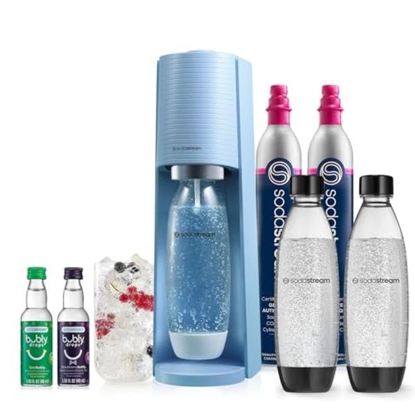 SodaStream - Terra Sparkling Water Maker | VALUE BUNDLE | CQC CO2 system | Includes 2x CO2 Cylinders, 3x 32 Fl Oz Dishwasher Safe Bottles, 2x Bubly Flavor Drops | Combine with Flav