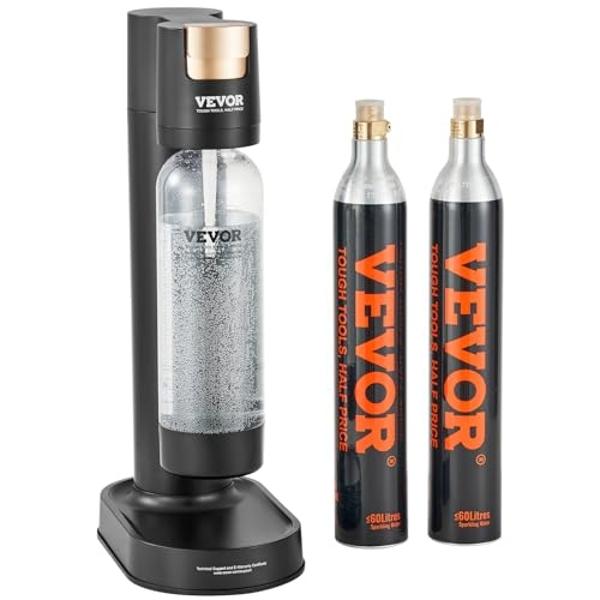 VEVOR Sparkling Water Maker, Soda Maker Machine for Home Carbonating, Soda Maker with BPA-free 1L PET Bottle, 2 CO2 Cylinders(Not Contain CO2 GAS), Compatible with Mainstream Screw