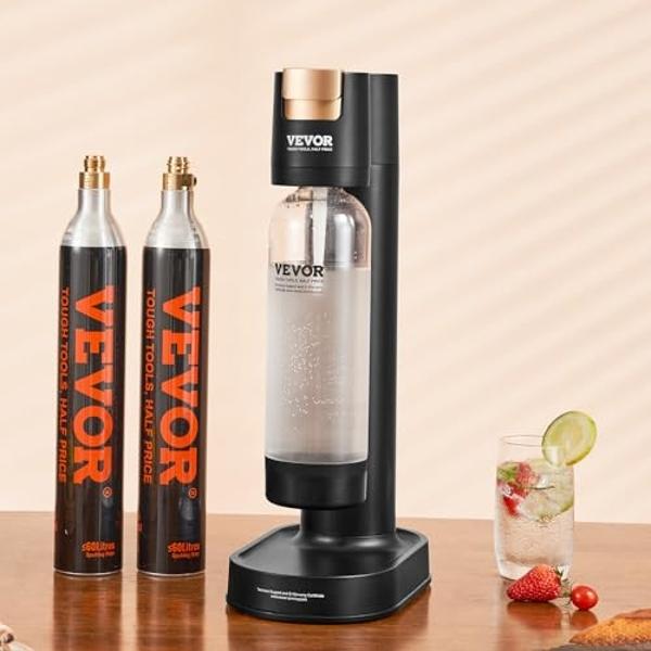 VEVOR Sparkling Water Maker, Soda Maker Machine for Home Carbonating, Soda Maker with BPA-free 1L PET Bottle, 2 CO2 Cylinders(Not Contain CO2 GAS), Compatible with Mainstream Screw