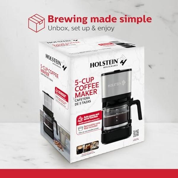 Elite Gourmet EHC113M Personal Single-Serve Compact Coffee Maker Brewer Includes 14Oz. Stainless Steel Interior Thermal Travel Mug, Compatible with Coffee Grounds, Reusable Filter,