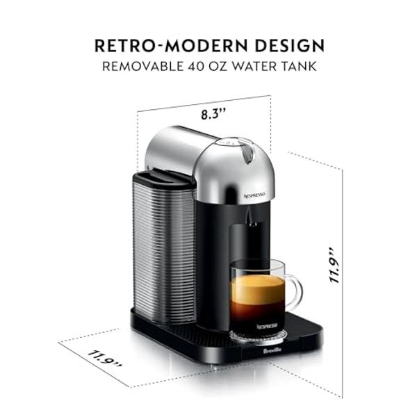 Nespresso Vertuo Coffee and Espresso Maker by Breville, Chrome with Aeroccino Milk Frother